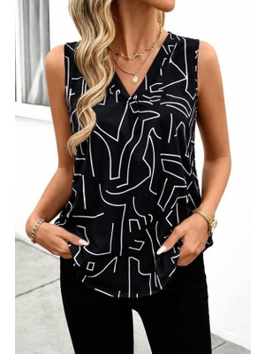 Lunelis Kadın Askılı V Yakalı Süprem Bluz