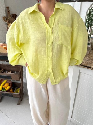 Die&More Kadın Oversize Cepli Müslin Gömlek