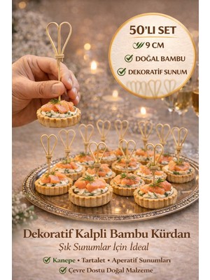 Toyfest 50’li Kahve Kalpli 9 cm Doğal Bambu Kürdan  • Kanepe Kokteyl Sunum Servis Kürdanı Parti Kürdanı