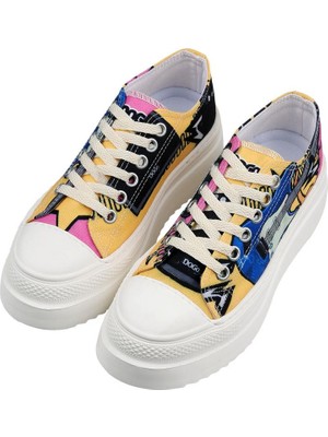 Dogo Kadın Vegan Beyaz Kalın Taban Sneakers - Rock On Tasarım