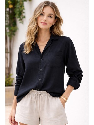 Die&More Kadın Oversize Cepli Müslin Gömlek