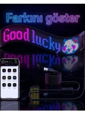 Eco Port 16X96 Rgb LED Matrix Panel 60 cm Esnek Yapı Uygulama Kontrollü Kayan Yazı Ekranı