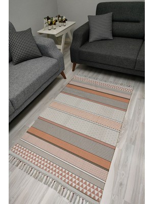 Kilim Home Cotton Serisi Dekoratif Dokuma Taban Saçaklı Kilim