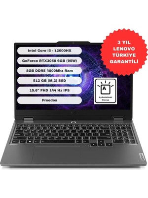 Lenovo Loq 15IAX9 83GS00PDTR Intel Core I5-12600HX 8gb 512GB SSD RTX3050-6GB 15.6" IPS Freedos Taşınabilir Bilgisayar