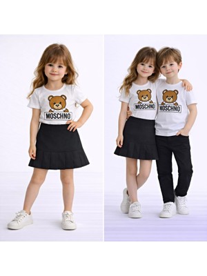 Burçak Butik Bayramlık Kız Çocuk Kardeş Kombin Tişört - Pantolon Alt Üst 2 Parça Takım - Mevsimlik