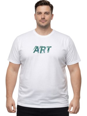 Battal Moda Battalmoda Erkek Büyük Beden Beyaz Bisiklet Yaka Kısa Kollu Art Tişört 3xl-4xl-5xl-6xl