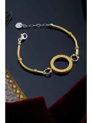 INNUENDO JEWELRY 925 Ayar Gümüş Renkli Boncuklu Çeyrekli Bileklik