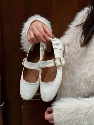 Erva'nın Butiği Beyaz Cilt (Ceo) Toka Detay Kadın Babet