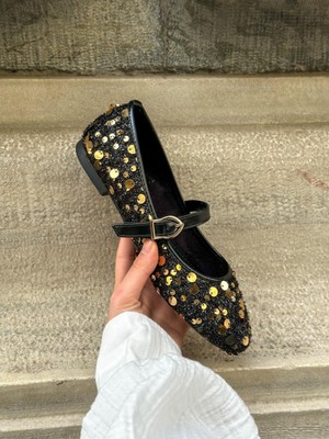 Erva'nın Butiği Siyah Gold (Sage) Kadın Babet