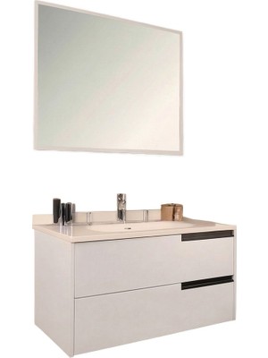 Kobos Eylül 100 cm Banyo Dolabı Seti Bianco