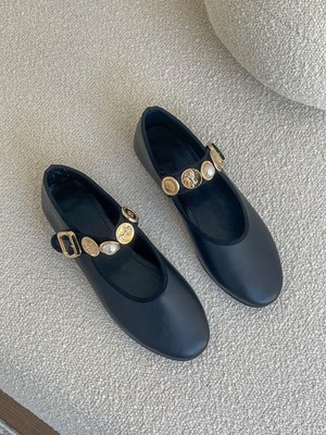 Erva'nın Butiği Siyah Cilt (Rex) Toka Detay Kadın Babet