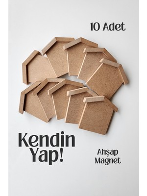 Nart Handicraft 10'lu Boyanabilir Ham Mdf Magnet | Ahşap Boyama Etkinlik Ürünleri | Kendin Yap Objeler