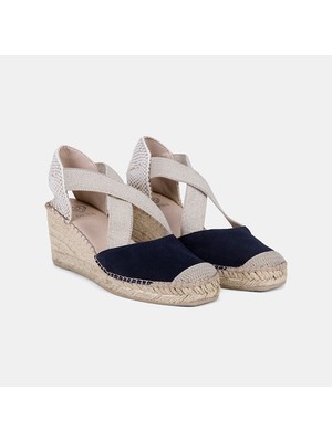 Desa Kadın Lacivert Lastikli Dolgu Topuklu Süet Espadril