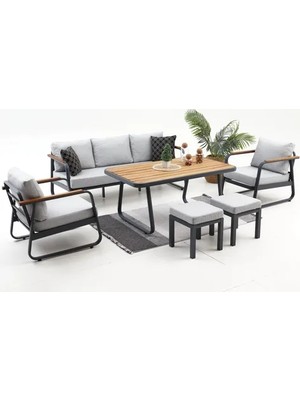 Vivense Rio Alüminyum Üçlü  Bahçe Oturma Grubu, Antrasit