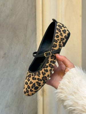 Erva'nın Butiği Leopar (Coffe) Bant Detay Kadın Babet