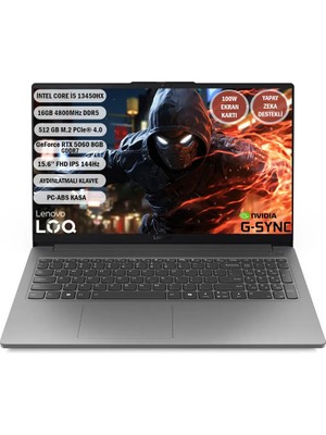 Lenovo LOQ Intel Core i5-13450HX 16 GB Ram 512 GB SSD 15.6" Fhd 144 Hz Rtx 5060 8 GB Gddr7 Freedos 83JE00JMTR