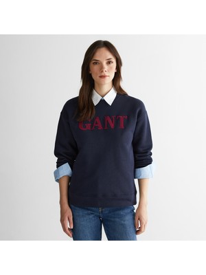 Gant Kadın Lacivert Relaxed Fit Bisiklet Yaka Sweatshirt