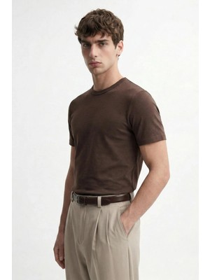 Antioch Kahve Pamuklu Erkek T-Shirt