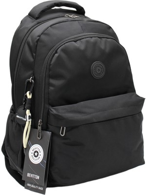 Bevitton Su Geçirmez Kumaş Okul Çantası Moden Siyah Unisex Sırt Çantası 2200