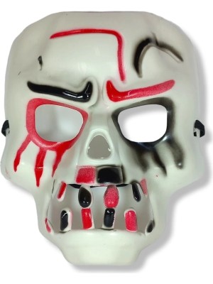 Gültekin Beyaz Üzeri Rengarenk Korku Dişli Kafatası Maskesi 30X22 cm