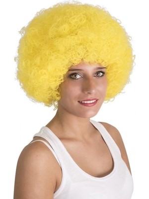 Gültekin Sarı Renk Kıvırcık Afro Bonus Peruk