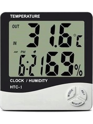 Gültekin Bebek Odası Masaüstü Dijital Termometre Nem Ölçer Higrometre Saat