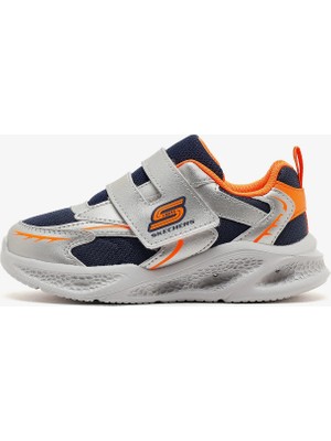 Skechers Skechers Meteor-Lights - Glow Küçük Erkek Çocuk Gümüş/Turuncu Işıklı Spor Ayakkabı 401498N Slor