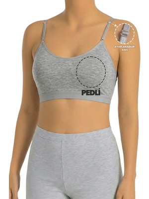 Öts Kadın Sütyen Pedli Ince Ayarlanabilir Askılı Büstiyer (%96 Pamuk - %4 Elastan)