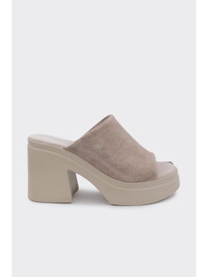 Derinet Hakiki Deri Topuklu Kadın Terlik