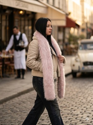 Sevara Dekor Lolita Kürk Atkı Tüylü Atkı Kadın Atkı