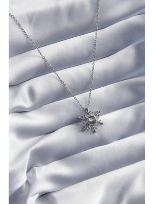 Gültekin 316L Çelik Gold Renk Zirkon Taşlı Kar Tanesi Projeksiyon Model Kadın Kolye