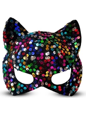 Gültekin Siyah Kadife Payetli Parti Maskesi