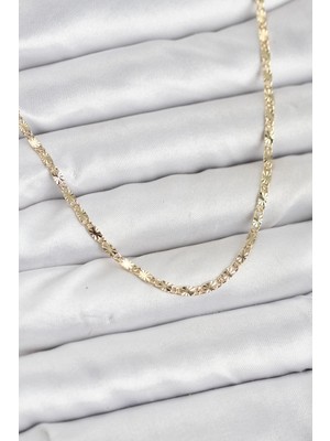 Gültekin cm 14K Gold Renk Lazerli Zincir Model Kadın Kolye