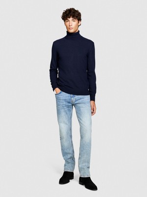 Sisley Kaşmir Karışımlı Dik Yaka Kazak Erkek Lacivert Kazak - 325A102HS2177