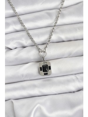 Gültekin 316L Çelik Zincir Gümüş Renk Vintage Model Kadın Kolye