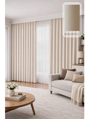 Quba Deco Kadife Dokulu Ada Fon Perde Pilesiz Salon Yatak Odası Çocuk Odası