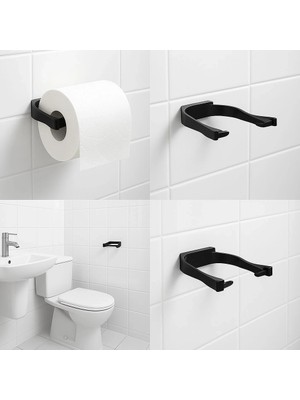 Gültekin Modern Siyah Tuvalet Kağıtlığı Duvar Tipi Minimal Tasarım Peçetelik