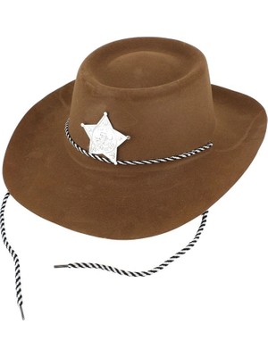 Gültekin Çocuk Kovboy Şapkası Plastik Üzeri Flok Kaplama Açık Kahverengi