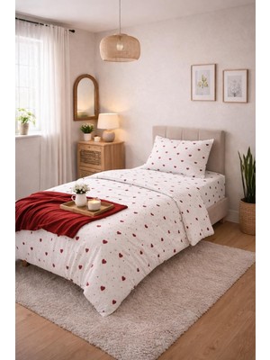 inağ Kalp Desenli Nevresim Takımı