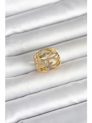 İsmiyle Al 316L Çelik Gold Renk Başak Model Kadın Yüzük