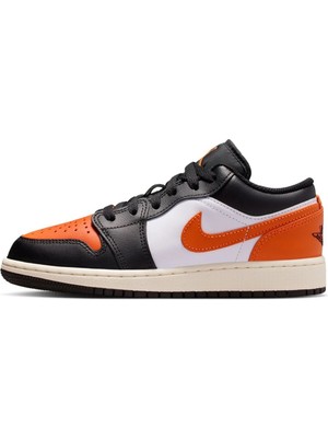 Nike Air Jordan 1 Low(Gs) Leather Sneaker Hakiki Deri Günlük Spor Ayakkabı Turuncu-Siyah