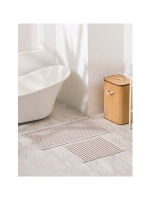 LC Waikiki Bej Çizgili Banyo Paspası 2'li