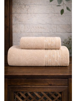 Mela Home Inci 2'li Banyo Havlu Seti Hamam Takımı- El ve Yüz Havlusu- Çeyiz - Hediyelik 100% Pamuk