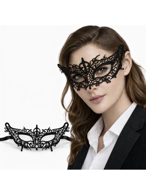 Gültekin Siyah Dantel Venedik Maskesi Kadın – Zarif Parti &amp; Balo Maskesi 4 No