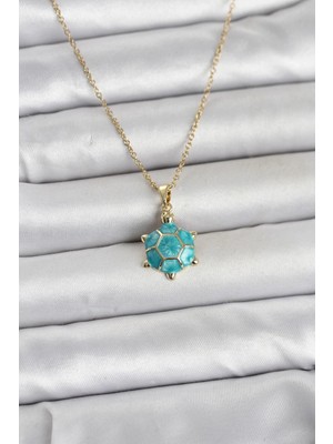 Gültekin 316L Çelik Zincir Gold Renk Kaplumbağa Model Kadın Kolye