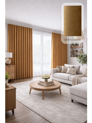 Quba Deco Kadife Dokulu Ada Fon Perde Pilesiz Salon Yatak Odası Çocuk Odası
