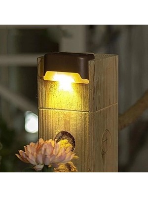 Gültekin Solar Güneş Enerjili Şarj Edilen Köşebent Merdiven Veranda Bahçe Yolu LED Lamba Işık 4 Adet