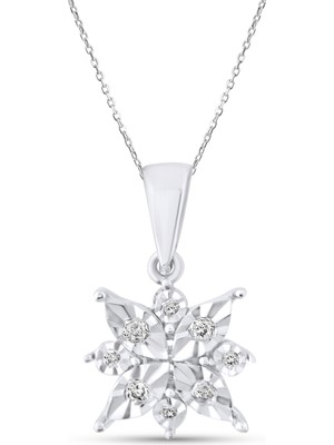 Lial Diamond 0.05 Karat Pırlanta Kolye, Kar Tanesi Motifli, Doğal Pırlanta, Sertifikalı Ürünler