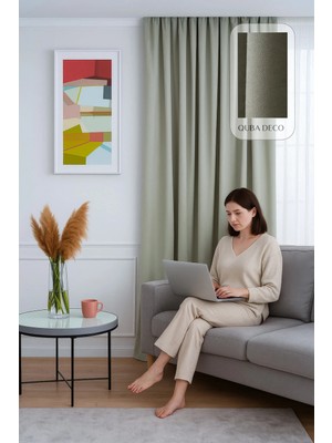 Quba Deco Kadife Dokulu Ada Fon Perde Pilesiz Salon Yatak Odası Çocuk Odası