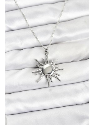 Gültekin 316L Çelik Zincir Gümüş Renk Güneş Model Kadın Kolye